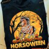 Horsoween Bandaged Horse Haunted Pumpkins Red Moon Halloween Shirt