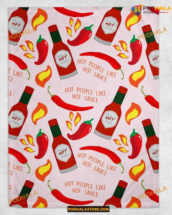 Hot People Like Hot Sauce Printed Flour Sack Fleece Blanket, Christmas Gifts