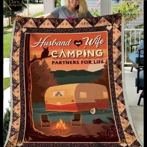 Husband And Wife Camping Partner For Life Fleece Blanket, Camping Quilt Gift