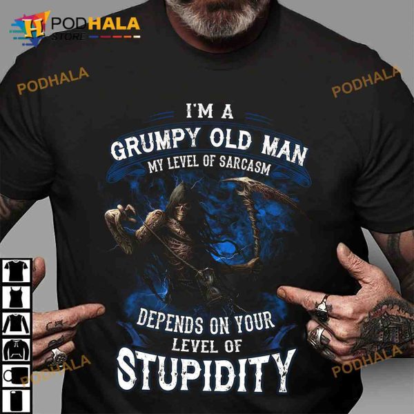 I’m A Grumpy Old Man Black Devil Scythe Of Death Halloween Shirt