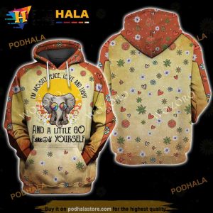 I'm Mostly Peace Love And Light And A Little Go Fuck Yourself Elephant Hippie 3D Hoodie