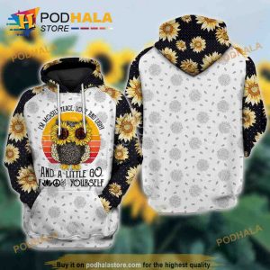 I'm Mostly Peace Love And Light Sunflower Owl Hippie 3D Hoodie