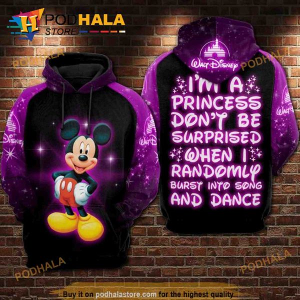 I Am A Disney Princess Mickey All Over Print 3D Hoodie, Christmas Gifts