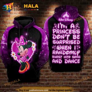 I Am A Disney Princess Minnie Over Print 3D Hoodie, Christmas Gifts