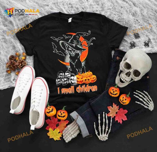 I Smell Children Halloween Witch Black Cat Pumpkin Skull Halloween Shirt