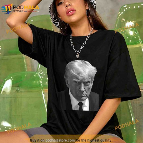 Iconic Donald J Trump Mugshot Black White Georgia Arrest Unisex Trending Shirt