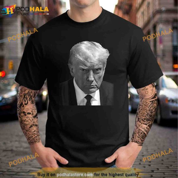 Iconic Donald J Trump Mugshot Black White Georgia Arrest Unisex Trending Shirt