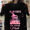 In October We Wear Pink Happy Halloween Evil Pumpkin Halloween Shirt