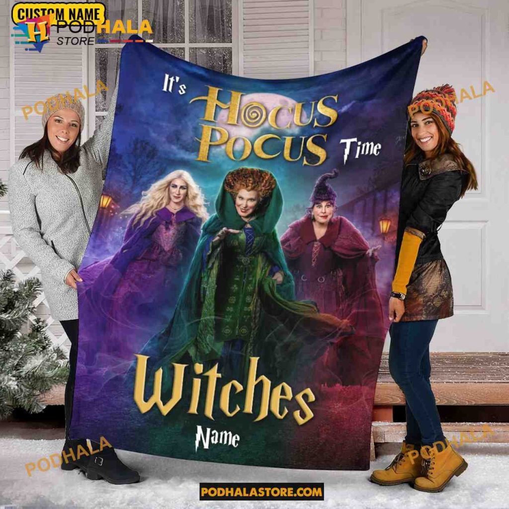It's Hocus Pocus Time Witches Blanket, Custom Name Halloween Blanket