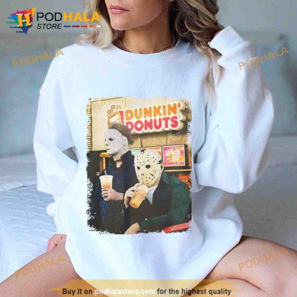 Jason and Micheal Myers Donuts Sweatshirt, Halloween Gift For Coffee Lovers