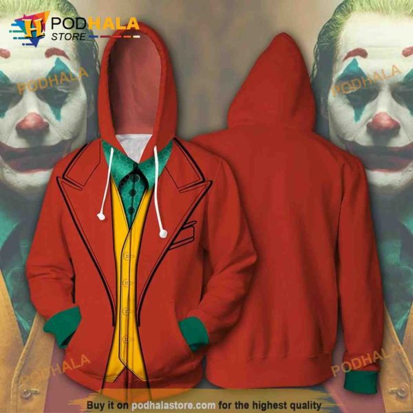 Joker 3D Movie Horror Killer Halloween Cosplay Tee AOP Unisex Hoodie