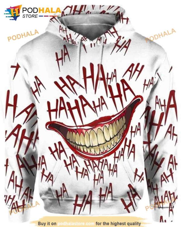 Joker Deadly Smile Funny Hahaha Horror AOP Unisex Halloween 3D Hoodie