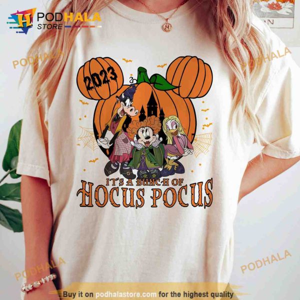 Just A Bunch Of Hocus Pocus Mickey Ears Pumpkin Disney Costume Sanderson Sister Halloween Shirt