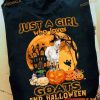 Just A Girl Who Loves Goats And Halloween Goats And Devil Pumpkin Halloween Shirt