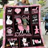 Just A Girl Who Loves Llamas Fleece Blanket, Alpaca Quilt, Llama Alpaca Gift