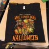 Just A Woman Who Loves Dog And Halloween Dachshund Witch Halloween Evil Pumpkin Shirt
