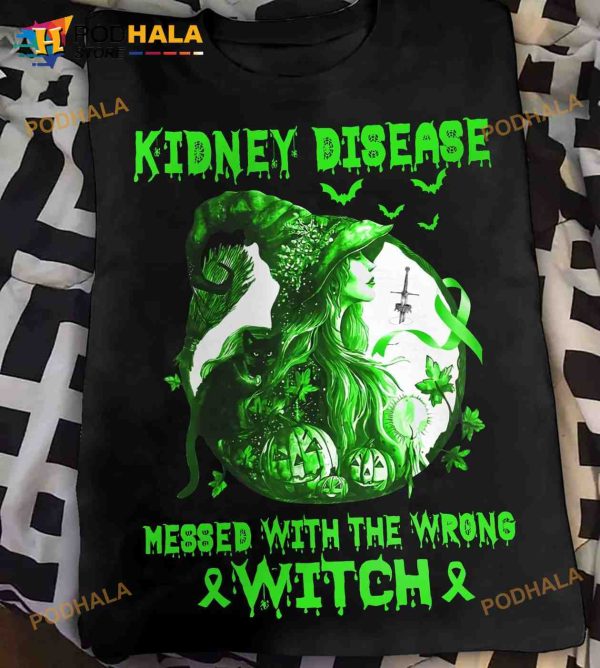 Kidney Disease Awareness Messed With The Wrong Witch Halloween Costume Shirt