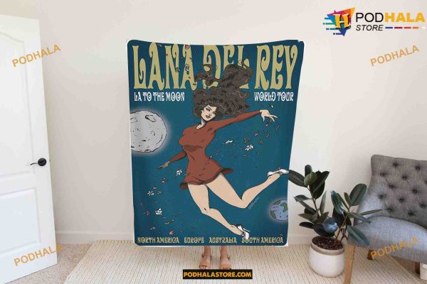 LA to the Moon Tour L Del Rey Fleece Blanket, Quilt, Christmas Gifts