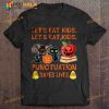 Let's Eat Kids Let's Eat Kids Punctuation Saves Lives Halloween Pumpkin And Bat Shirt