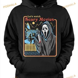 Let's Watch Scary Movie Black Evil Killer Halloween Scary Movies Shirt