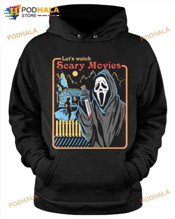 Let’s Watch Scary Movie Black Evil Killer Halloween Scary Movies Shirt