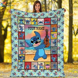 Lilo And Stitch Fleece Blanket, Lilo And Stitch Birthday Kid Gift, Lilo And Stitch Lovers Gift