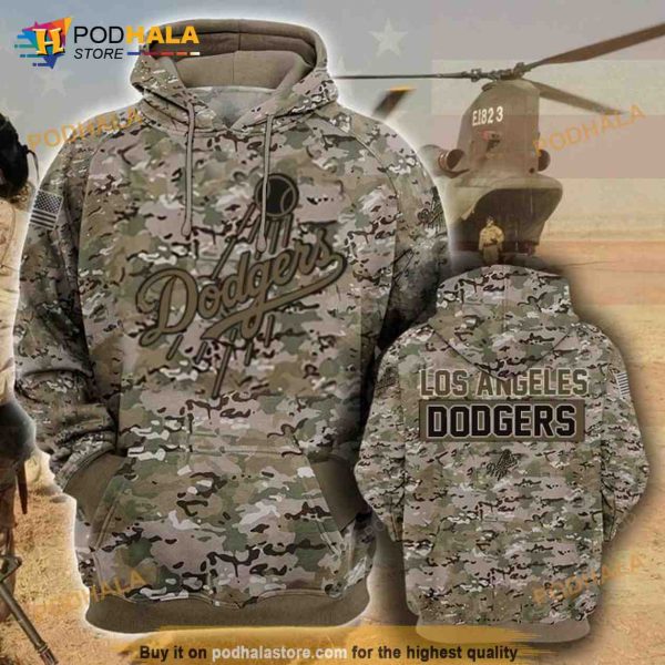 Los Angeles Dodgers Camouflage Veteran 3D Hoodie