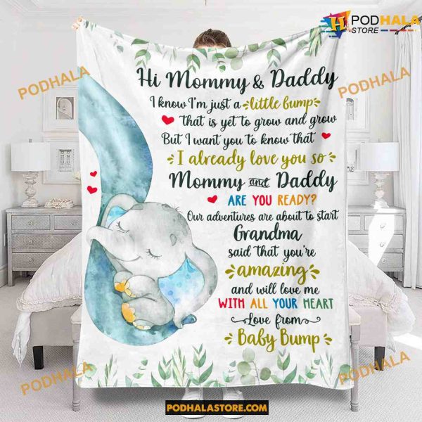 Love From Baby Bump – Personalized Dad Mother Fleece Blanket