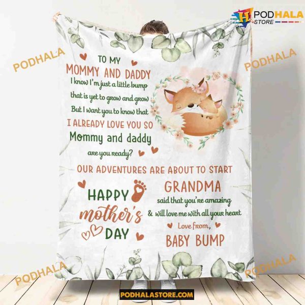 Love From Baby Bump – Personalized Grandma Fleece Blanket
