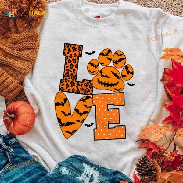 Love Leopard Bats Halloween Shirt, Halloween Gift Ideas