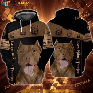 Love Pitbull Terrier 3D Hoodie, Sweatshirt - Christmas Gifts