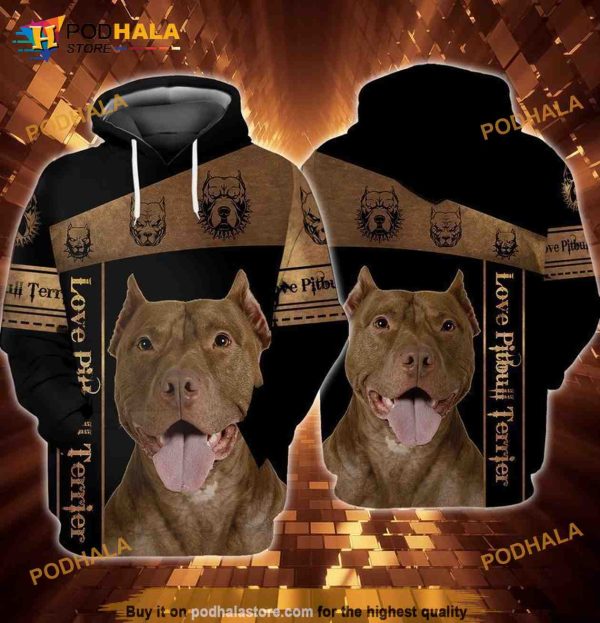 Love Pitbull Terrier 3D Hoodie, Sweatshirt – Christmas Gifts
