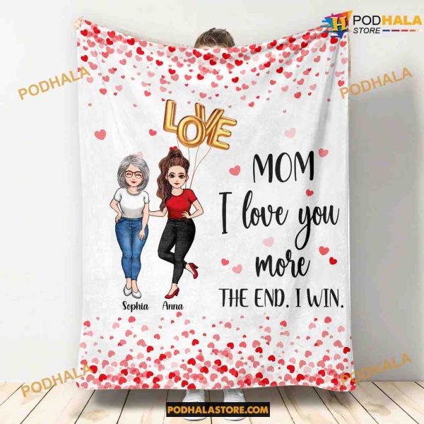 Love You More Personalized Mother Fleece Blanket, Christmas Gifts From Daughter