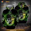 Marijuana Leaf Green Weed Cool Skull All Over Print 3D Hoodie, Sweatshirt