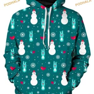 Merry Christmas Snowman Pattern 3D Hoodie, Sweatshirt - Christmas Gifts