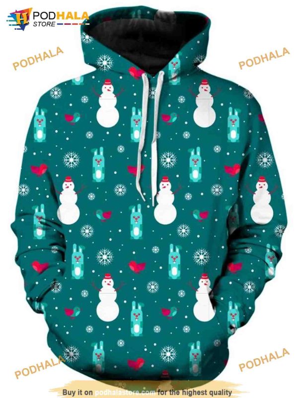 Merry Christmas Snowman Pattern 3D Hoodie, Sweatshirt – Christmas Gifts