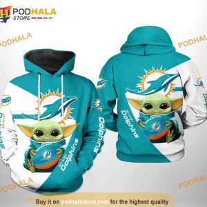 Miami Dolphins NFL Baby Yoda Team 3D Hoodie, Sweatshirt