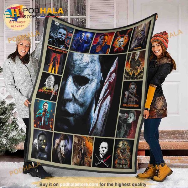 Michael Myers Horror Movie Fleece Blanket, Michael Myers Blanket, Halloween Quilt