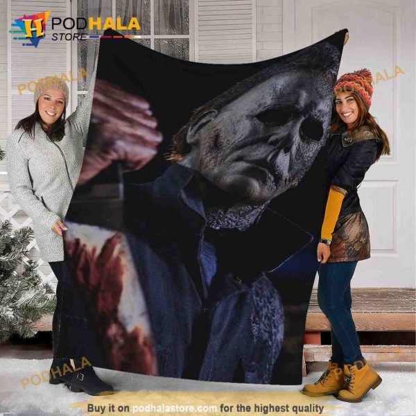 Michael Myers Knife Poster Fleece Blanket, Horror Michael Myers Blanket, Michael Myers Quilt