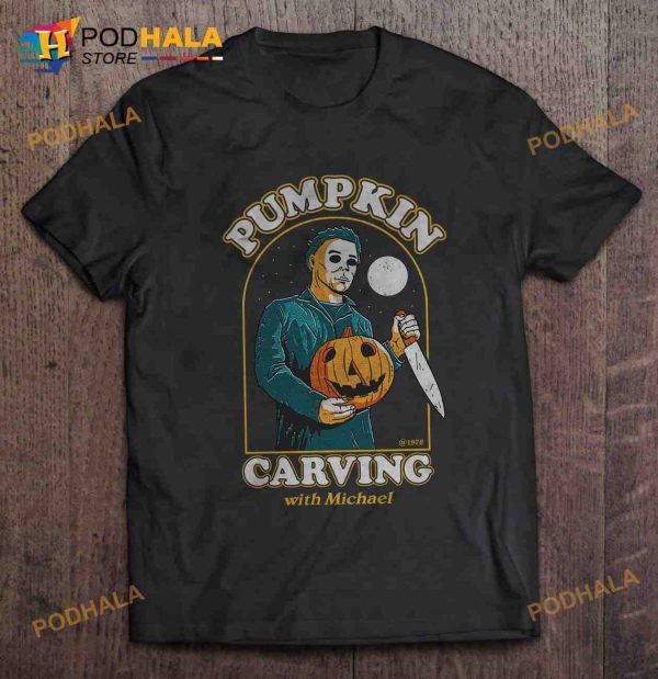 Michael Myers Pumpkin Halloween Pumpkin Carving With Micheal Shirt