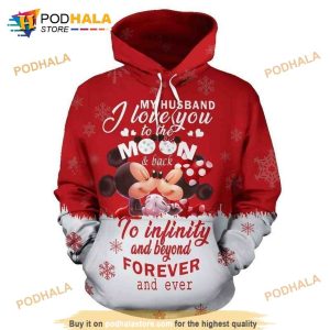 Mickey And Minnie Love To The Moon, To Infinity And Beyond Forever 3D Hoodie