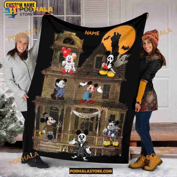 Mickey Mouse Cosplay Horror Characters Fleece Blanket, Mickey Horror Halloween Quilt