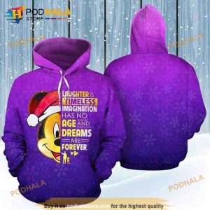 Mickey Mouse Face Purple 3D Hoodie Sweatshirt