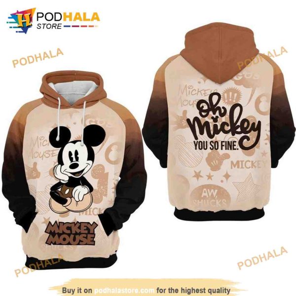 Mickey Mouse Oh You So Fine Over Print 3D Hoodie Sweatshirt