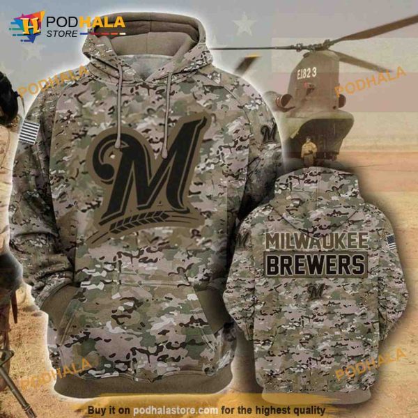 Milwaukee Brewers Camouflage Veteran 3D Hoodie