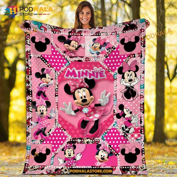 Minnie Fleece Blanket, Minnie Mouse Quilt, Sofa Blanket, Mickey Mouse Gifts For Women