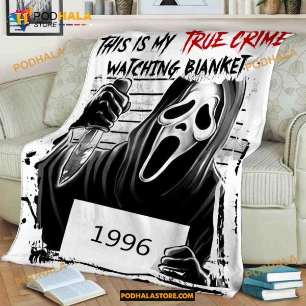 Mugshot Scream Ghostface Halloween Blanket, This Is My True Crime Watching Blanket