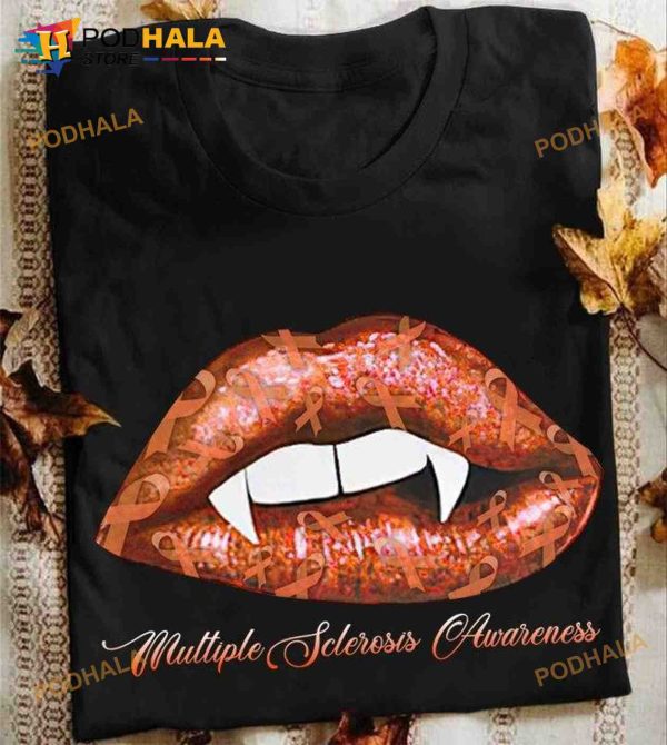 Multiple Sclerosis Awareness Halloween Vampire Lip Gift For Ms Warrior Shirt