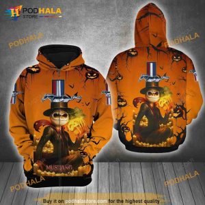 Mustang Halloween Jack Skellington AOP Unisex 3D Hoodie, 3D Sweatshirt