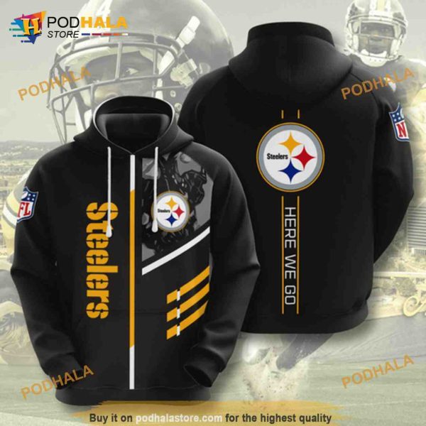 NFL Pittsburgh Steelers Black 3D Hoodie, 3D Sweatshirt